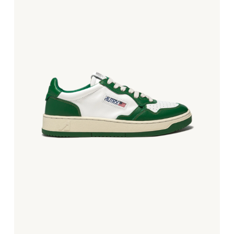 Autry Medalist Low Sneakers in White and Green