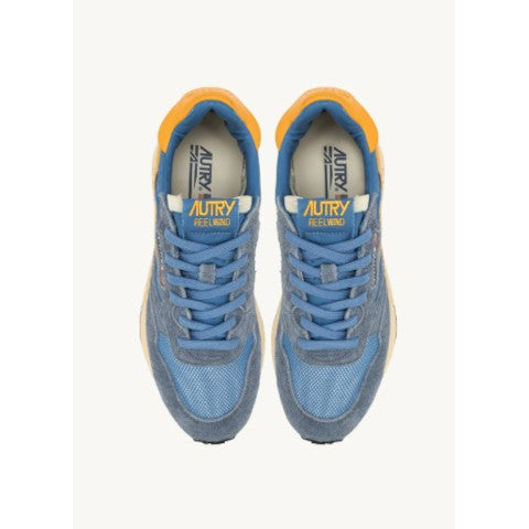 Autry Reelwind Sneaker in Blue with Yellow Trim