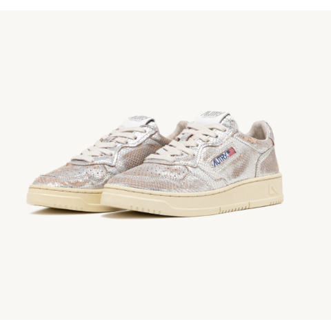 Autry Silver Snake Medalist Low Sneaker