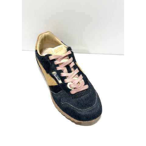 Autry Windspin Sneakers in Grey and Pink Pony Hair Effect