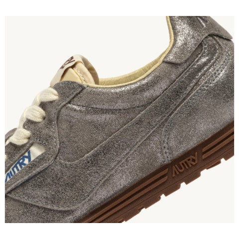 スニーカー Autry Silver Leather Windspin Sneakers Autry Windspin Silver Mirrored Sneakers