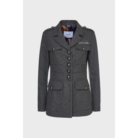 Bazar Deluxe Grey Wool Military Jacket