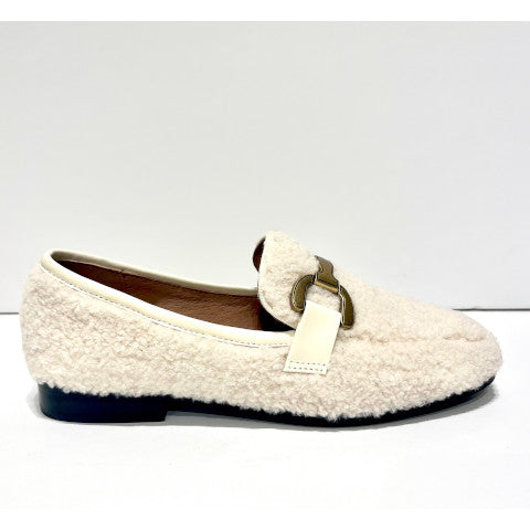 Bibi Lou Vela Loafer in Cream Shearlling