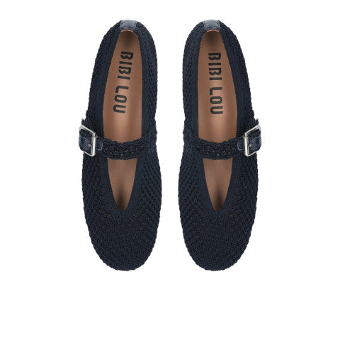 Bibi Lou Elani Flat Woven Mary Jane in Navy
