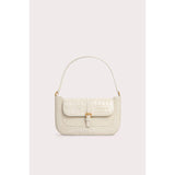 BY FAR Miranda Cream Croco Embossed Leather Bag