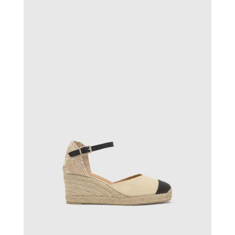 Castaner Coraline Mary Jane Wedge in Cream and Black