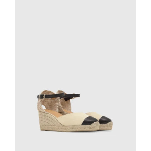 Castaner Coraline Mary Jane Wedge in Cream and Black