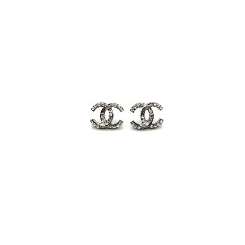 Vintage Chanel Gunmetal CC Earrings