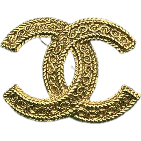 Vintage Chanel Gold Filigree CC Brooch