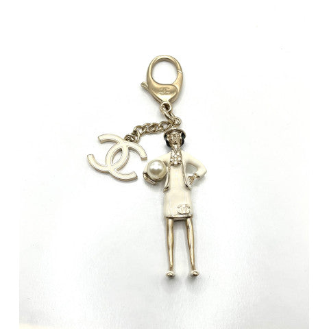 Vintage Chanel White Gabrielle Keychain/Purse Charm