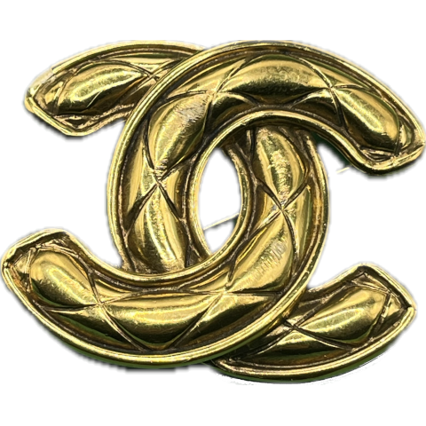 Vintage Chanel Large Quilted CC Brooch