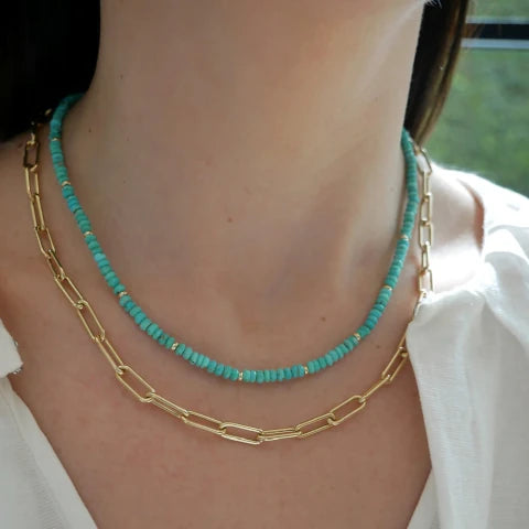 EF Collection Birthstone Bead Necklace in Turquoise