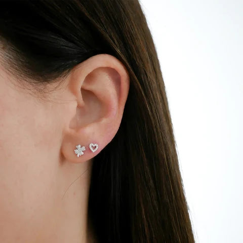 EF Collection Single Stud 14K Diamond Clover Earring