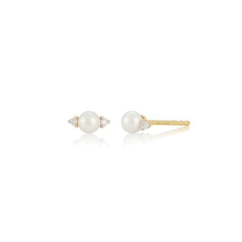 EF Collection Diamond & Pearl Stud Earrings