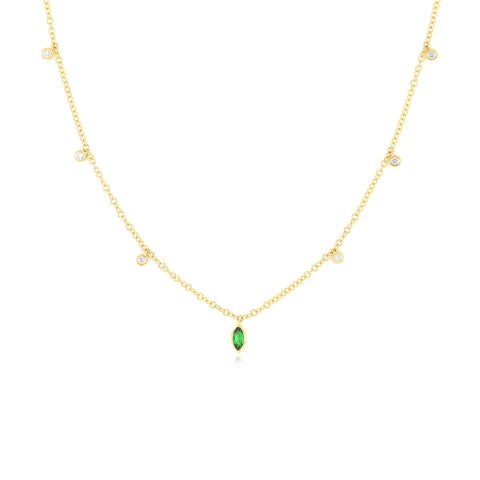 EF Collection Diamond and Tsavorite Bezel Choker Necklace