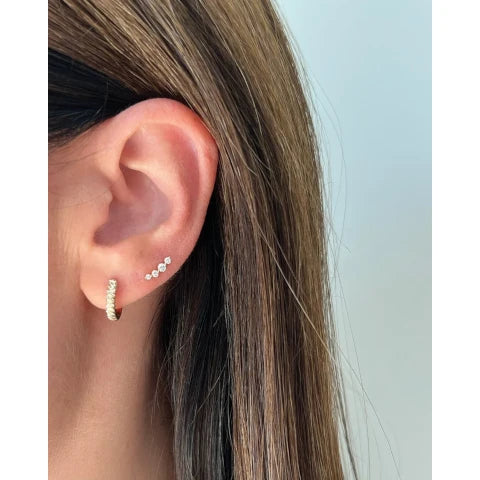 EF Collection Single Prong Set Diamond Arc Stud Earring - Left Ear