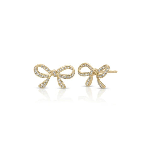 EF Collection Diamond Bow Stud Earrings