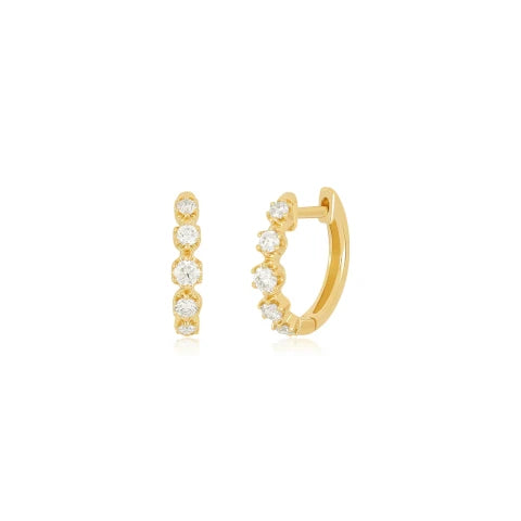 EF Collection Diamond Crown Huggie Earrings