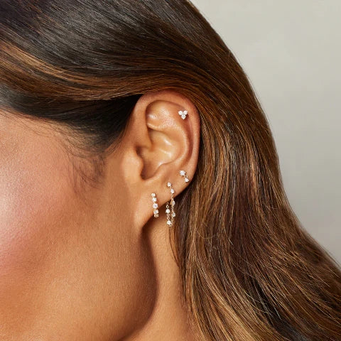 EF Collection Diamond Crown Huggie Earrings