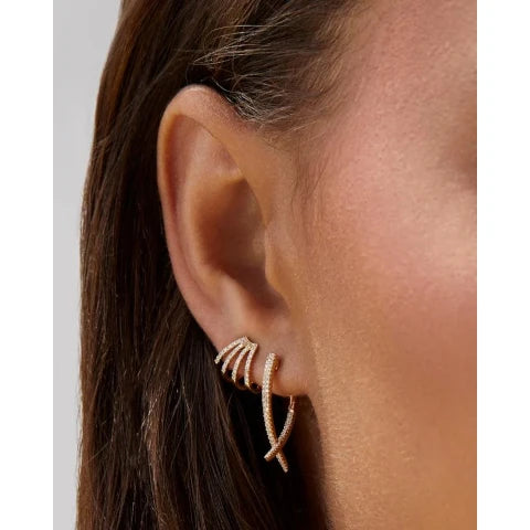 EF Collection Pair of Diamond Loop Hoop Earrings