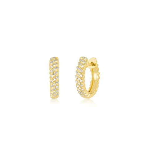 EF Collection Diamond Twist Huggie Earrings