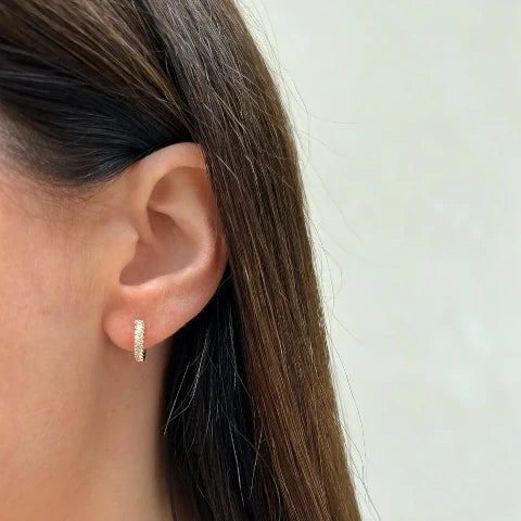 EF Collection Diamond Twist Huggie Earrings