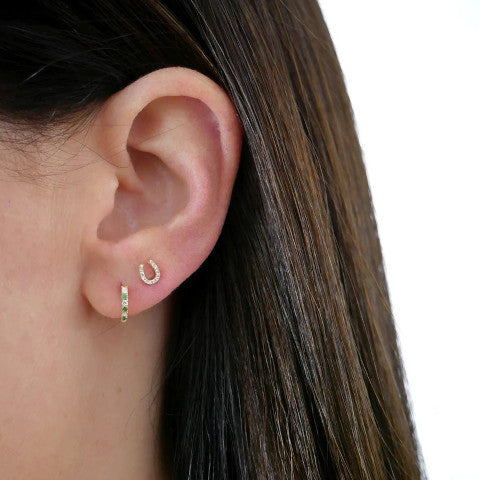 EF Collection Single Diamond Mini Horseshoe Stud Earring