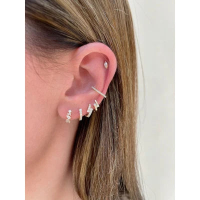 EF Collection Single Diamond Marley Mini Huggie Earring