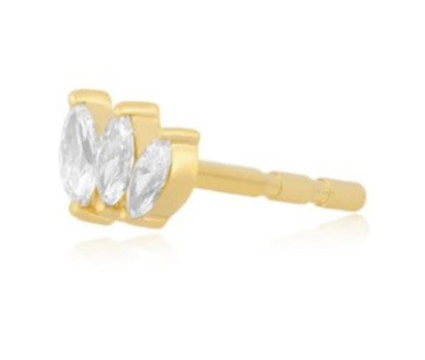 EF Collection Single Marquise Mini Fan Stud Earring - Right Ear
