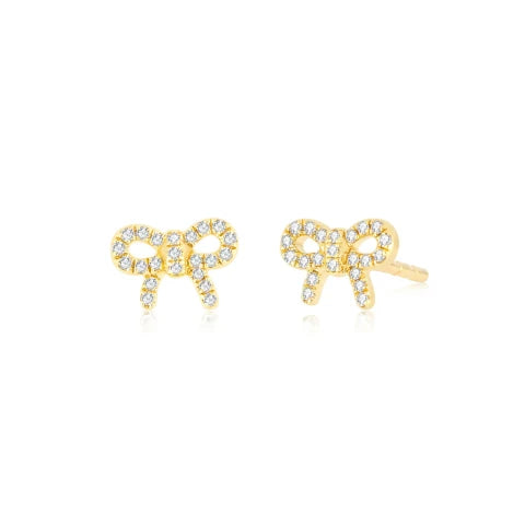 EF Collection Single Diamond Mini Bow Earring