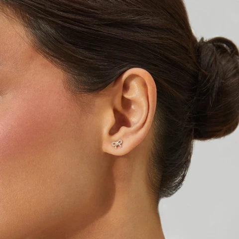 EF Collection Single Diamond Mini Bow Earring