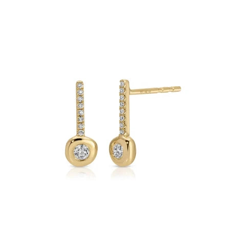 EF Collection Diamond Pillow Bar Stud Earrings