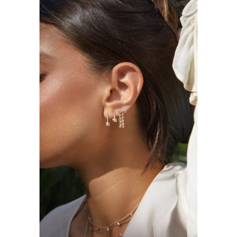 EF Collection Diamond Pillow Bar Stud Earrings
