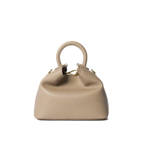 Elleme Baozi Handbag in Taupe Pebbled Leather