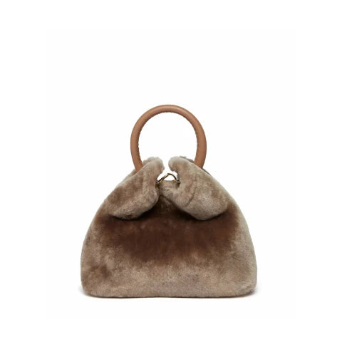 Elleme Boazi Shearling Handbag in Montone Taupe