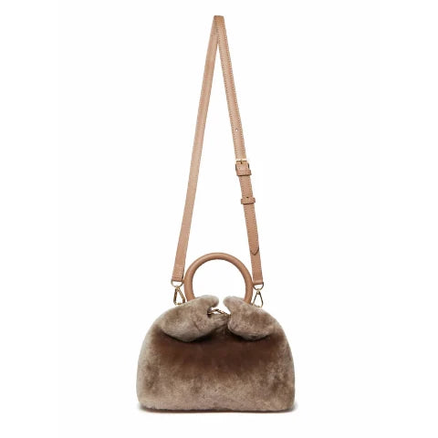 Elleme Boazi Shearling Handbag in Montone Taupe