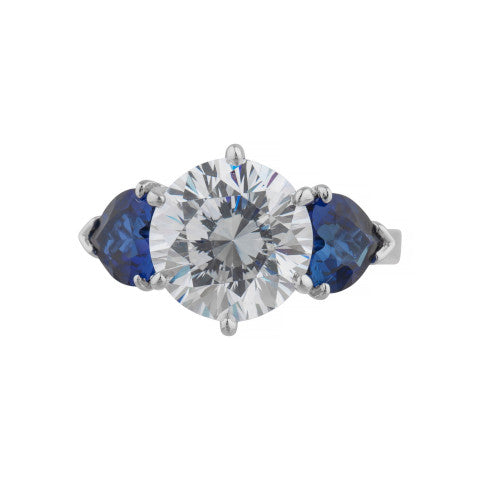 Fantasia 4 Carat Solitaire with .70 Carat Heart Sides