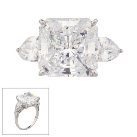 Fantasia 12ct Princess Cut Center with Pear-Shape Cut Stones on the Sides