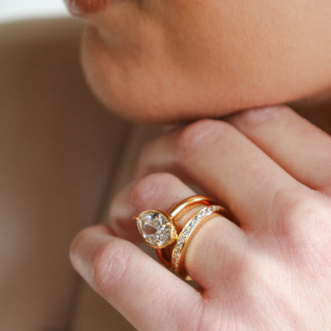 Fantasia Bezel Set Pear Shape Ring