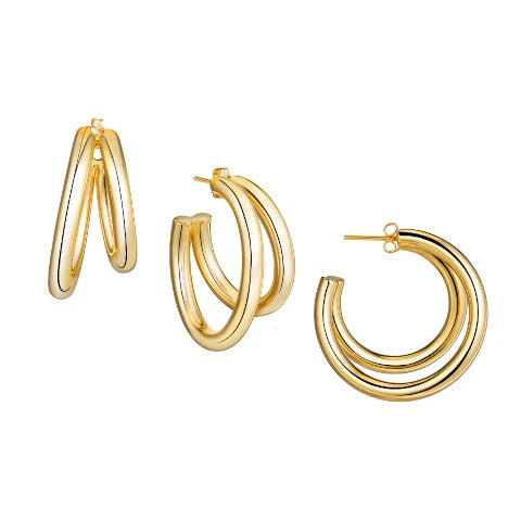 Janis Savitt Earring Double Circle Gold Earring