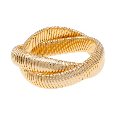 Janis Savitt High Polished Gold Double Cobra Bracelet