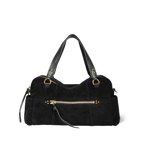 Jerome Dreyfuss Lucky Bowling Handbag in Black Suede