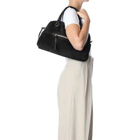 Jerome Dreyfuss Lucky Bowling Handbag in Black Suede