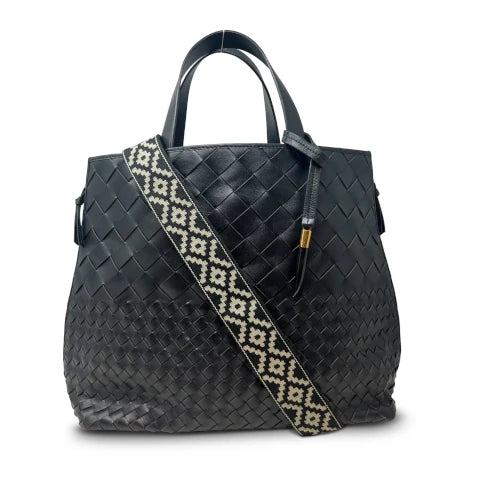 Kempton & Co. Bantham Tote in Black Threaded Weave