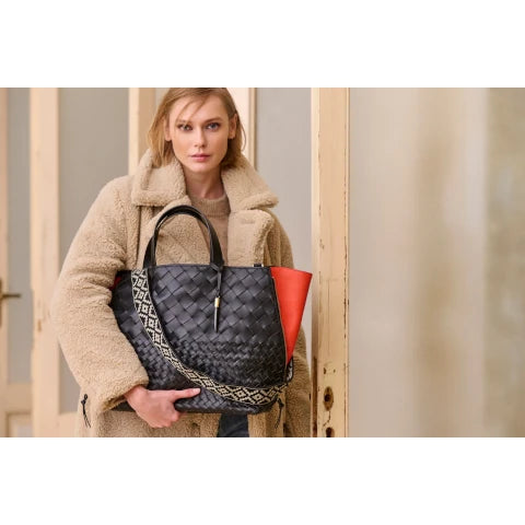 Kempton & Co. Bantham Tote in Black Threaded Weave