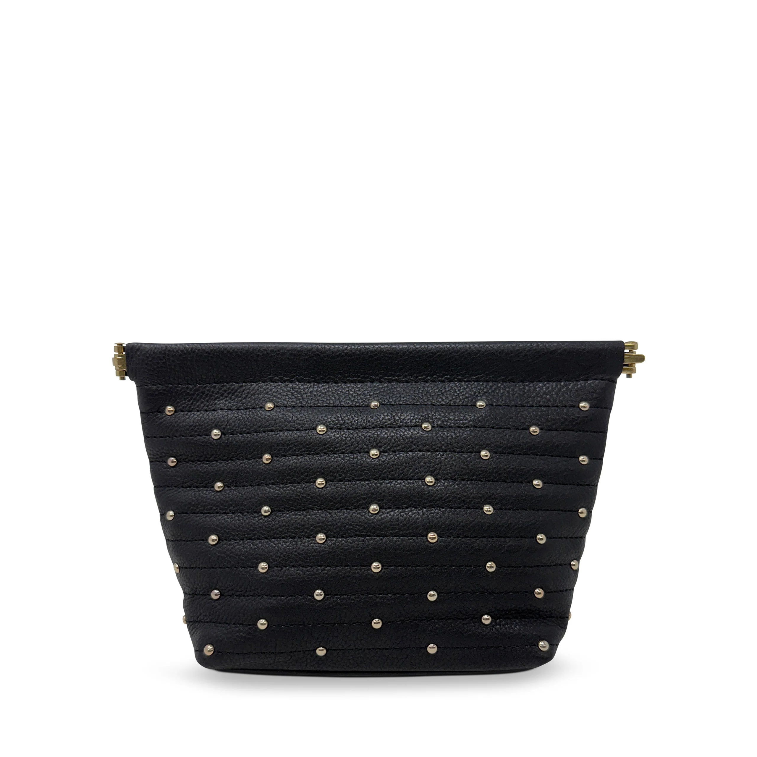 Kempton & Co. Snap Make Up Bag in Black Quilted Stud
