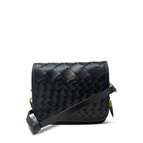 Kempton Mini Mia Bag in Black Threaded Weave