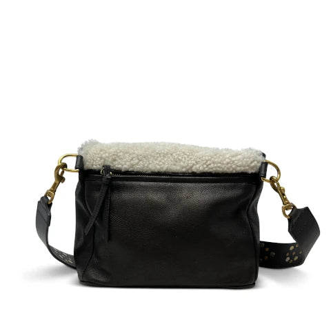 Kempton & Co. Mini Rough Night - Natural Shearling and Black Leather Handbag