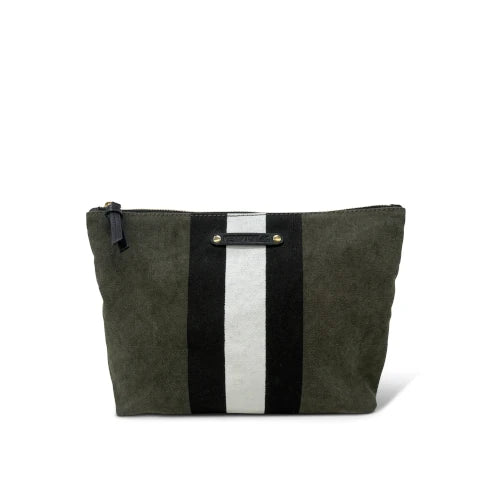 Kempton & Co.  Double Canvas Pouch - Olive Canvas Stripe