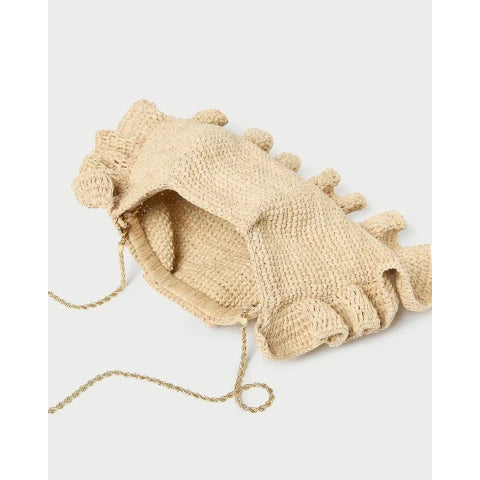 Loeffler Randall Mavis Natural Raffia Ruffle Clutch